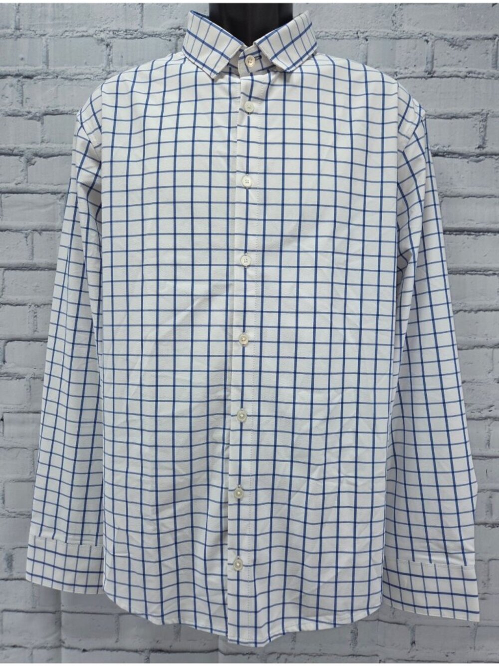 Mizzen+Main Leeward Trim Fit Blue Plaid Long Sleeve Shirt XL